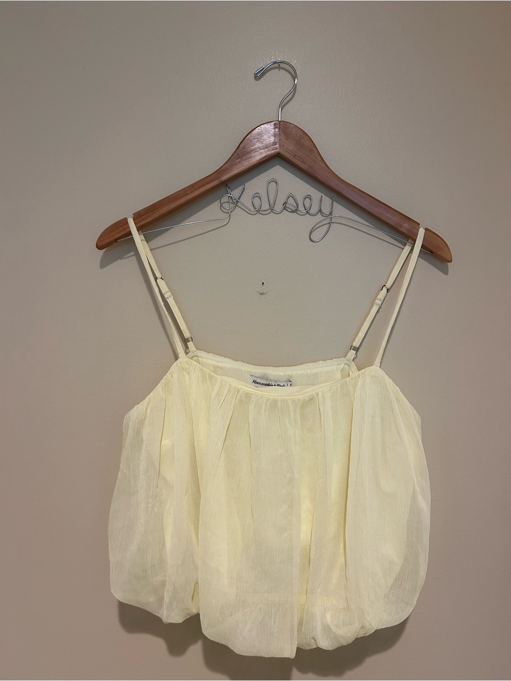 Abercrombie & Fitch Butter Yellow Spaghetti Strap Sheer Bubble Hem Camisole M